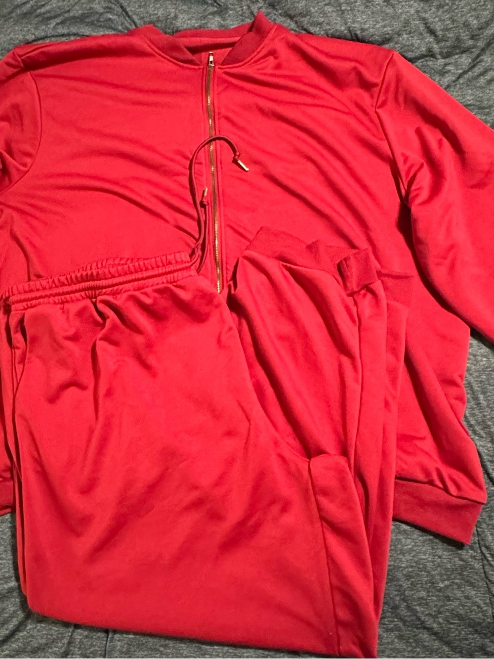 Red Zip-Front Tracksuit Set